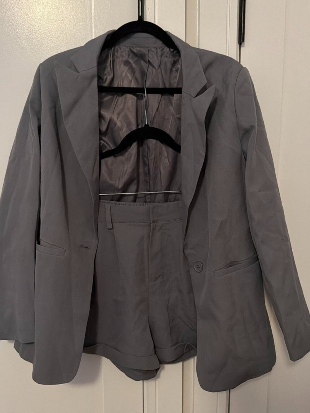 Gray suit set - blazer and shorts